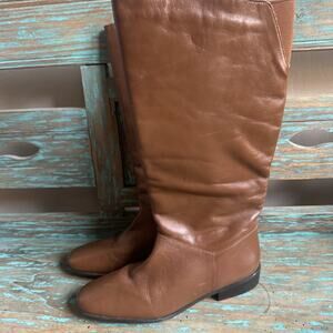 Vintage Worthington Caramel Brown Leather Pull On Boots Sz 7 M Made In Brazil